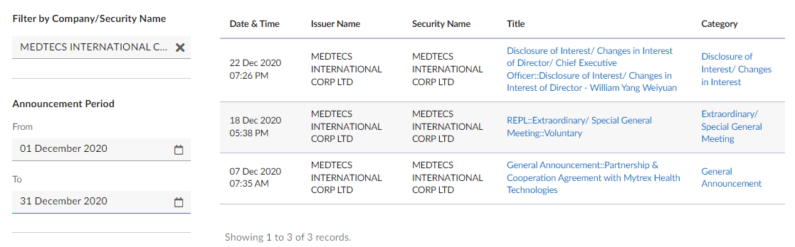 Announcements - Medtecs Group